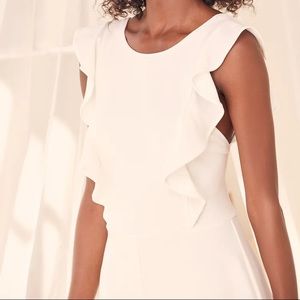 Feel Your Love White Ruffled Wide-Leg Jumpsuit (S)